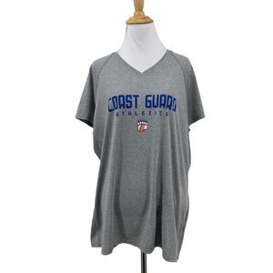 Adidas Coast Guard Athletics T Shirt Womens XL Extra Large Gray Climalite V Neck